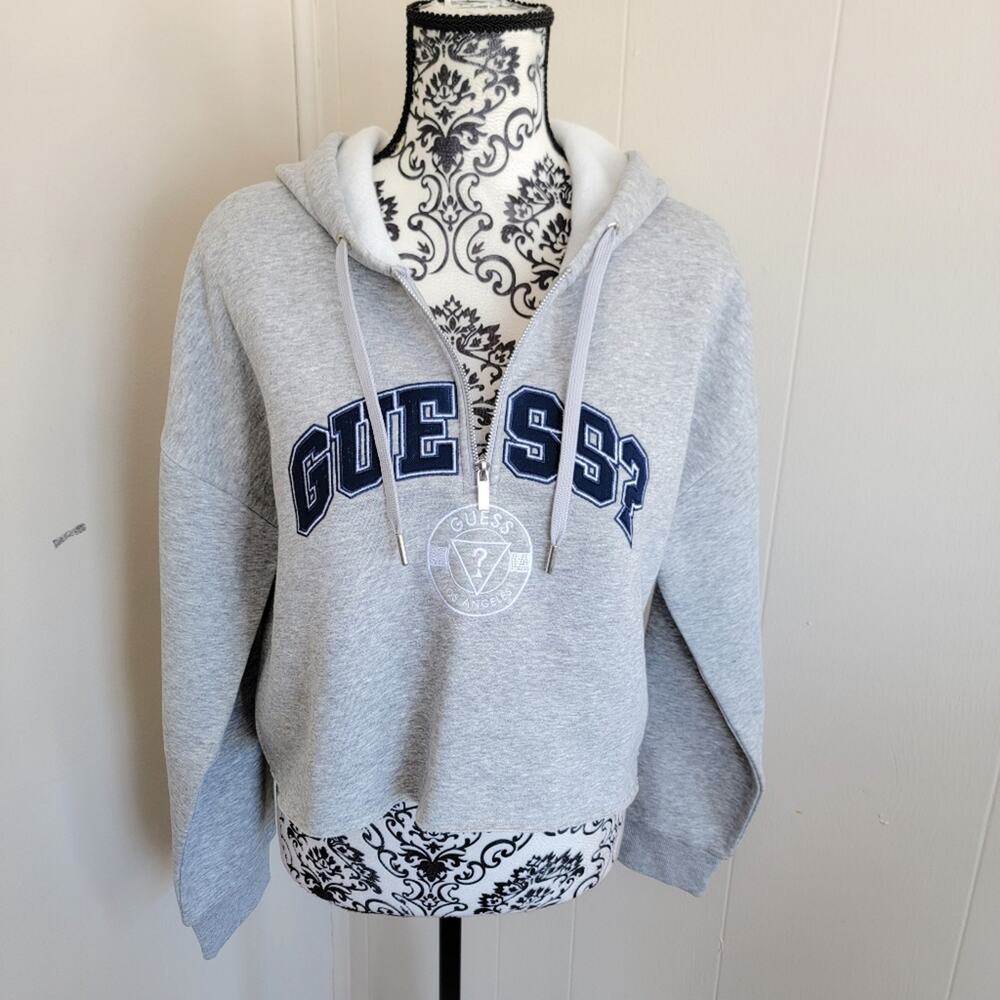 Guess Hannah Quarter Zip Cropped Varsity Hoodie - Picture 2 of 4